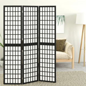 Biombo plegable con 3 paneles estilo japonés negro 120x170 cm D