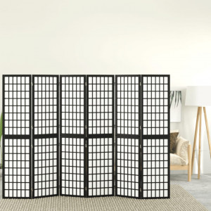 Biombo plegable con 6 paneles estilo japonés negro 240x170 cm D