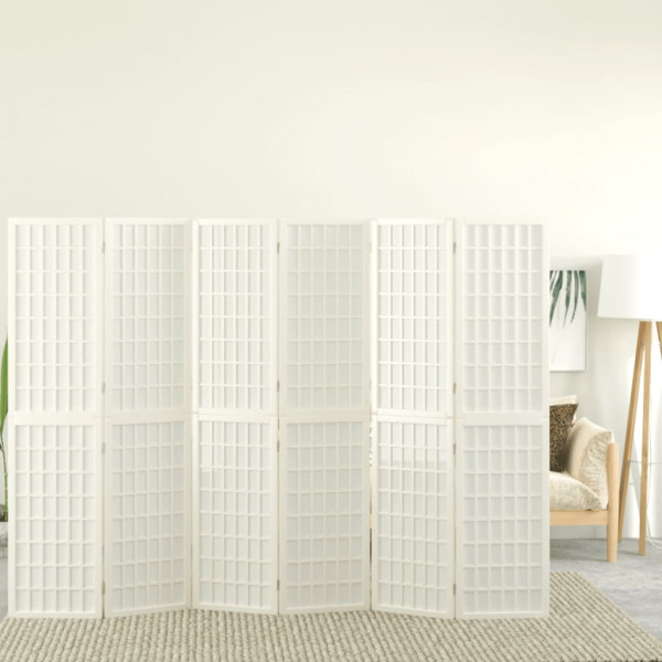 Biombo com 6 painéis branco estilo japonês 240x170 cm D