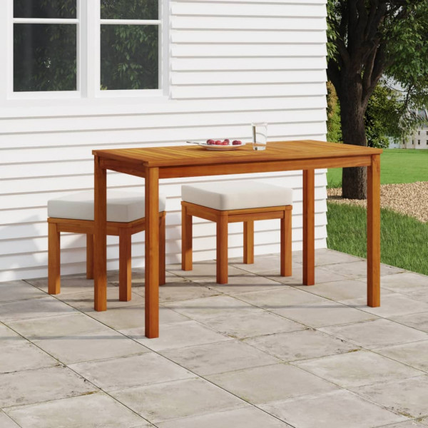 Set de comedor para jardín 3 piezas con cojines madera acacia D