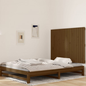 Cabecero cama pared madera maciza pino marrón miel 140x3x80 cm