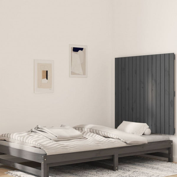 Cabecero de cama de pared madera maciza pino gris 95.5x3x90 cm D