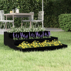 Jardinera de madera maciza de pino negro 78x78x27 cm D