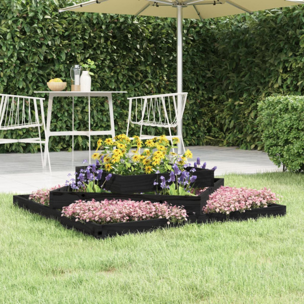 Jardinera madera maciza de pino negro 112x112x27 cm D