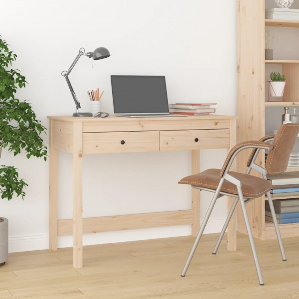 Mesa com gavetas madeira maciça de pinho 100x50x78 cm D