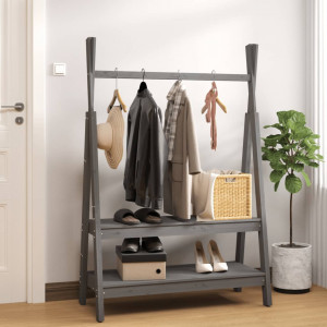 Perchero de madera maciza de pino gris 100x45.5x150 cm D