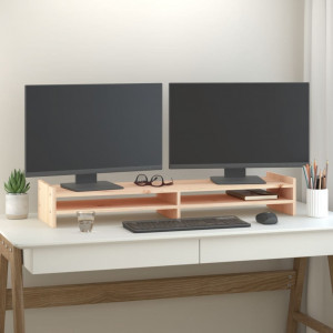 Soporte para monitor madera maciza de pino 100x27x15 cm D