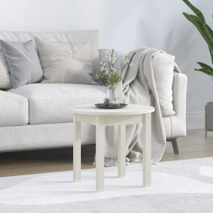 Mesa de centro de madera maciza de pino blanco Ø 45x40 cm D