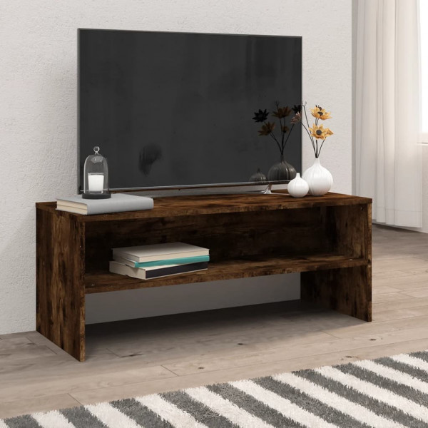 Mueble de TV madera contrachapada roble ahumado 100x40x40 cm D