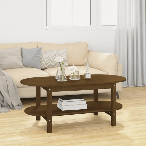 Mesa de centro em madeira maciça de pinho castanho mel 110x55x45 cm D