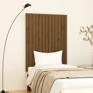 Cabecero cama pared madera maciza pino marrón miel 82.5x3x110cm D