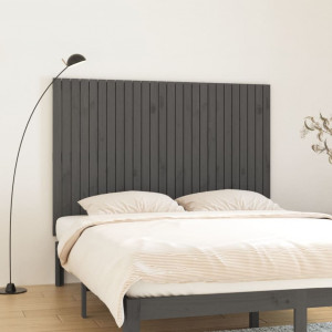 Cabecero de cama de pared madera maciza pino gris 166x3x110 cm D