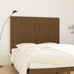 Cabecero de cama pared madera maciza marrón miel 159.5x3x110 cm D