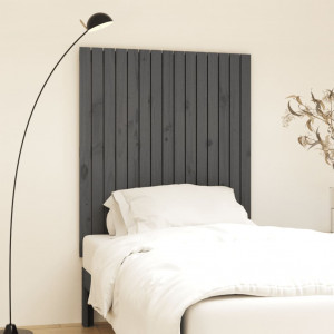 Cabecero de cama de pared madera maciza pino gris 95.5x3x110 cm D