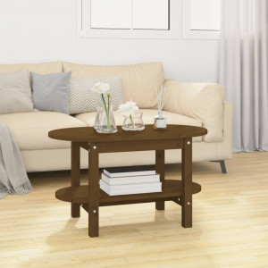 Mesa de centro madera maciza de pino marrón miel 80x45x45 cm D