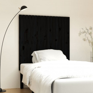 Cabecero de cama de pared madera maciza pino negro 108x3x110 cm D
