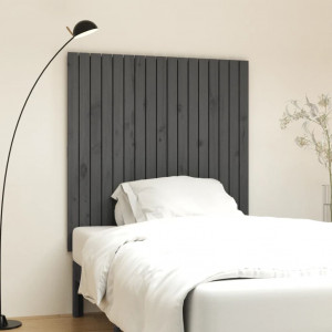 Cabecero de cama de pared madera maciza pino gris 108x3x110 cm D