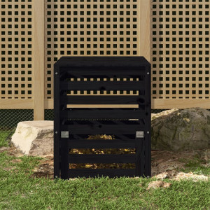 Composter de madeira maciça de pinheiro preto 63.5x63.5x77.5 cm D