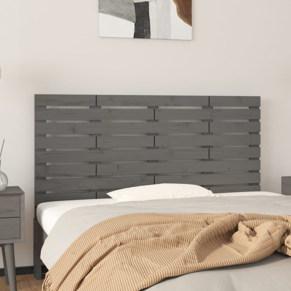 Cabecero de cama de pared madera maciza pino gris 156x3x63 cm D
