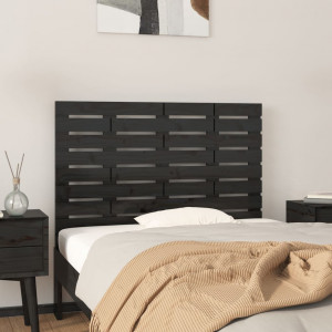 Cabecero de cama de pared madera maciza pino negro 81x3x63 cm D