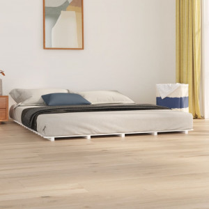 Estructura de cama de madera maciza de pino blanco 160x200 cm D