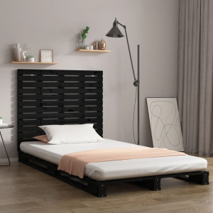 Cabecero cama de pared madera maciza pino negro 126x3x91.5 cm D
