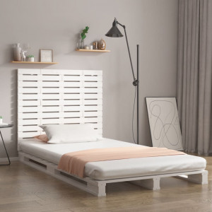 Cabecero cama de pared madera maciza pino blanco 96x3x91.5 cm D
