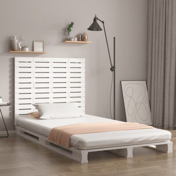 Cabecero cama de pared madera maciza pino blanco 106x3x91.5 cm D