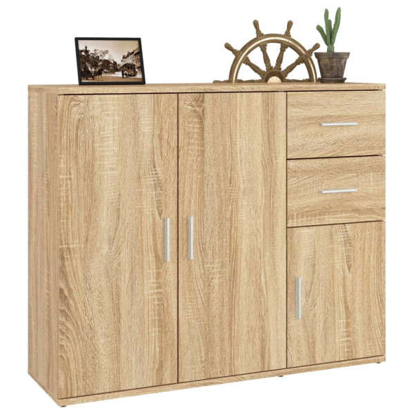 Aparador de madera contrachapada roble Sonoma 91x29.5x75 cm Aparador de madera contrachapada roble Sonoma 91x29.5x75 cm D