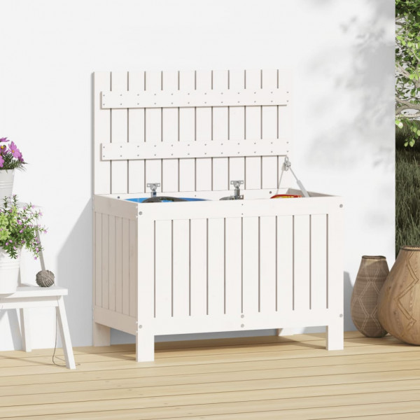 Caja de almacenaje jardín madera de pino blanco 76x42.5x54 cm Caja de almacenaje jardín madera de pino blanco 76x42.5x54 cm D