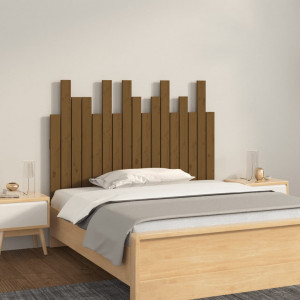 Cabecero cama pared madera maciza pino marrón miel 108x3x80 cm D
