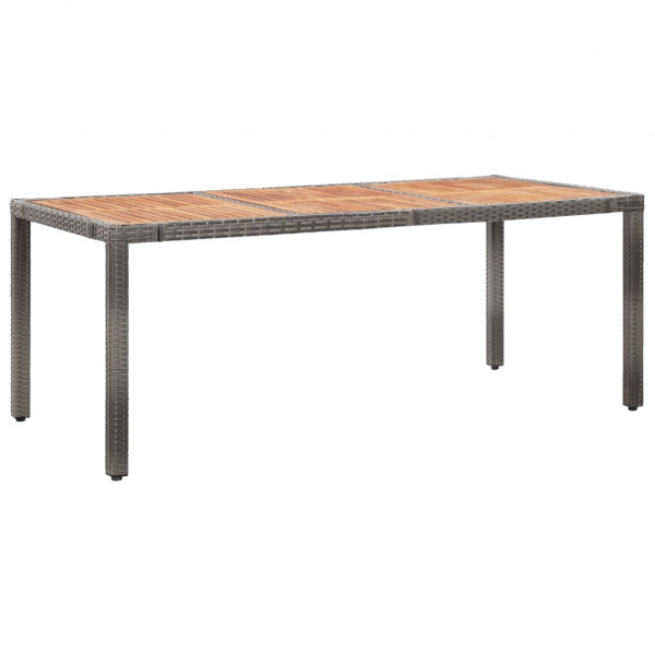 Mesa de jardim de madeira acacia ratão sintético cinza 190x90x75 cm D