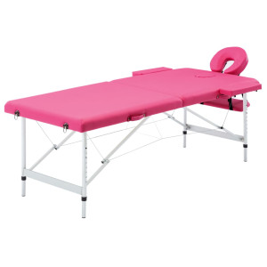 Camilla de masaje plegable 2 zonas aluminio rosa D