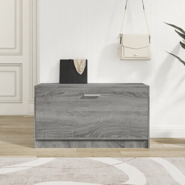 Banco zapatero madera contrachapada gris Sonoma 80x24x45 cm D