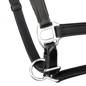 Ronzal/Cabestro de Cuero Negro Ajustable Para Caballo (Estándar) H