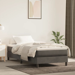 Cama box spring con colchón terciopelo gris oscuro 90x190 cm D