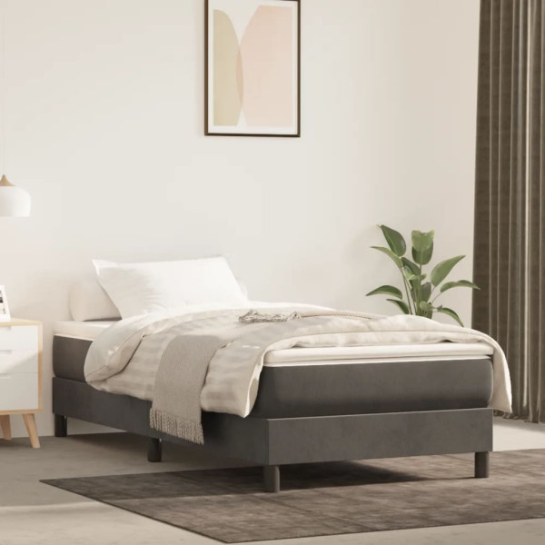 Cama box spring com colchão de veludo cinza escuro 90x190 cm D