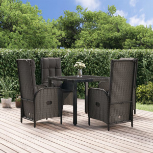 Set de muebles jardín 5 pzas con cojines ratán sintético negro D