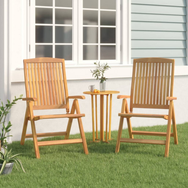 Cadeiras de jardim reclináveis 2 unidades madeira teca maciça D