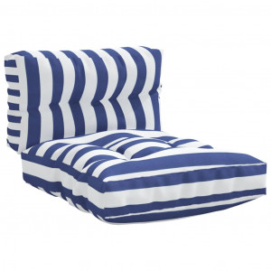 Cojines para sofá de palets 2 piezas tela a rayas azul y blanco D
