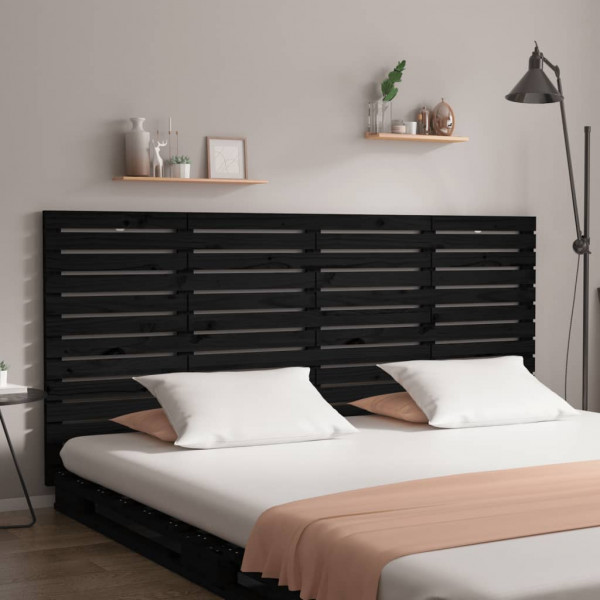 Cabecero de cama de pared madera maciza pino negro 186x3x91.5cm D