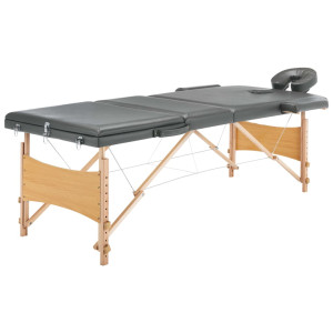Mesa de massagem 3 zonas estrutura em madeira antracite 186x68 cm D