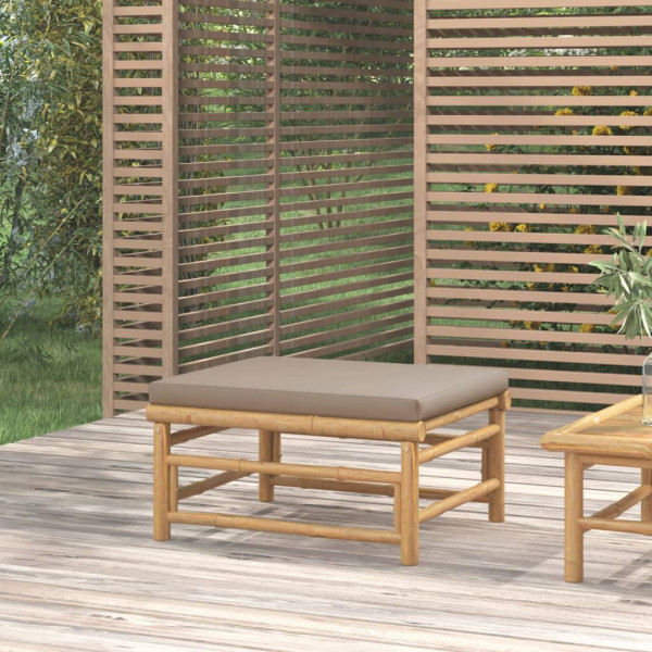 Repousa-pés de jardim em bambu com almofada cinza-acinzentado D