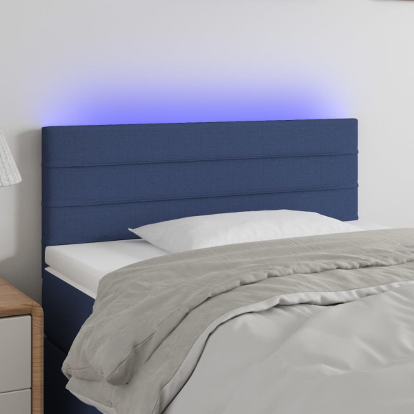 Cabeceira em tecido azul com LED 90x5x78/88 cm D