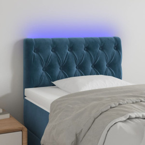 Cabecero con LED de terciopelo azul oscuro 80x7x78/88 cm D