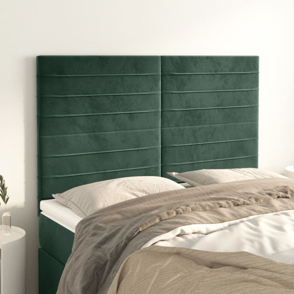 Cabeceros 4 unidades terciopelo verde oscuro 72x5x78/88 cm D