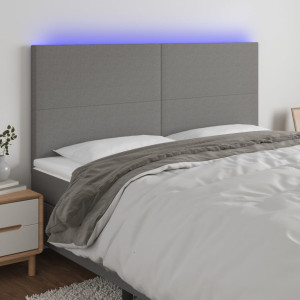 Cabeçalho com luzes LED tecido cinza escuro 180x5x118/128 cm D