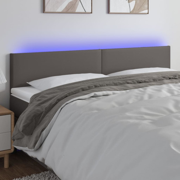 Cabeceira com LED couro sintético cinza 180x5x78/88 cm D