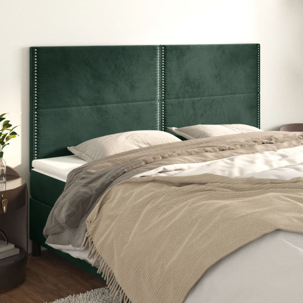 Cabeceiras 4 unidades de veludo verde escuro 90x5x78/88 cm D