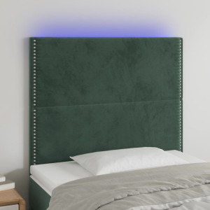 Cabeceira com luzes LED veludo verde escuro 90x5x118/128 cm D